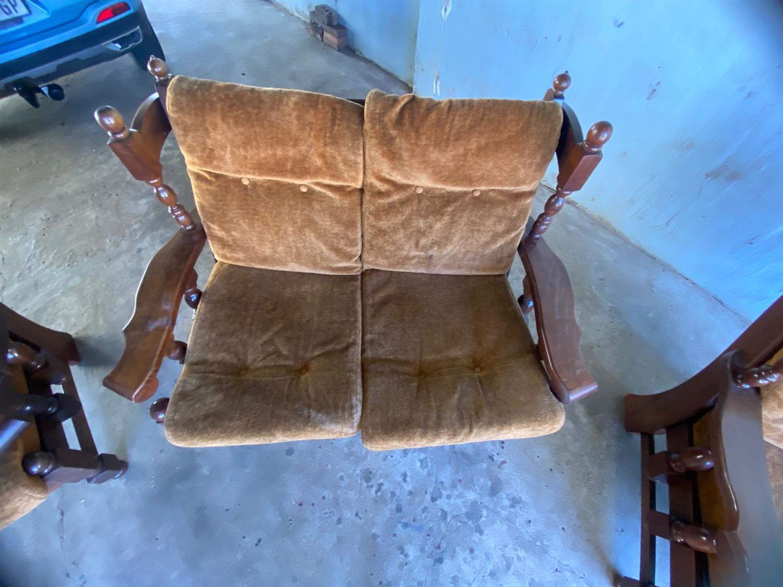 Solid Imbuya woof lounge suite for sale
