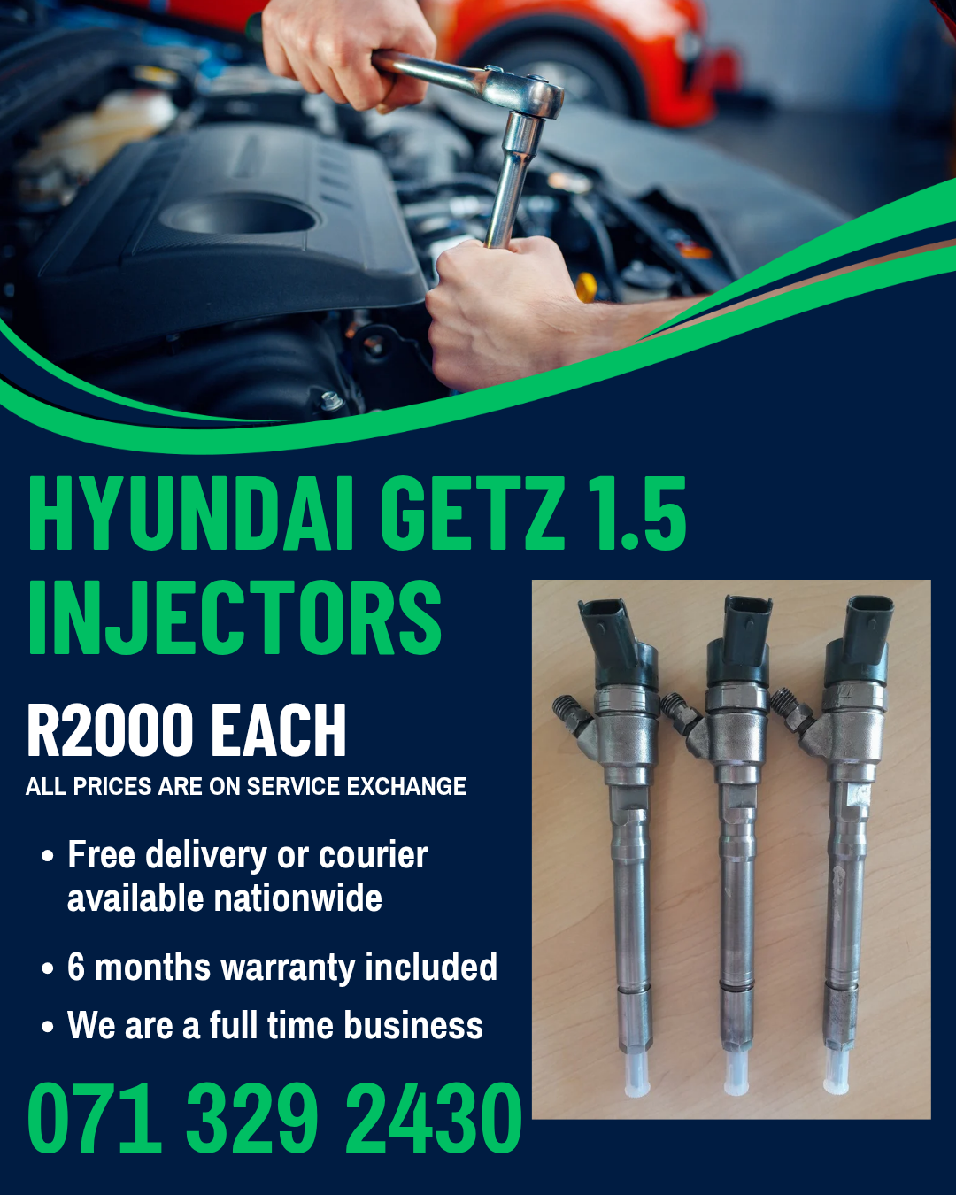 HYUNDAI GETZ 1.5 DIESEL INJECTORS FOR SALE WITH WARRANTY - Private Seller HYUNDAI GETZ 1.5 DIESEL INJECTORS FOR SALE WITH WARRANTY - Private Seller
