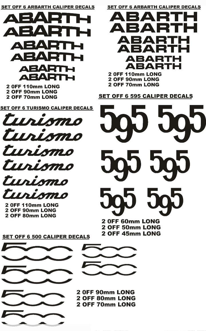FIAT Arbarth brake caliper stickers decals vinyl graphics sets - Private Seller FIAT Arbarth brake caliper stickers decals vinyl graphics sets - Private Seller