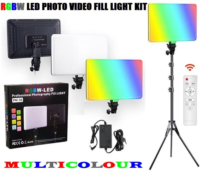 Professional Video & Photo MultiColour RGBW Remote Controlled LED Light Kit. NEW