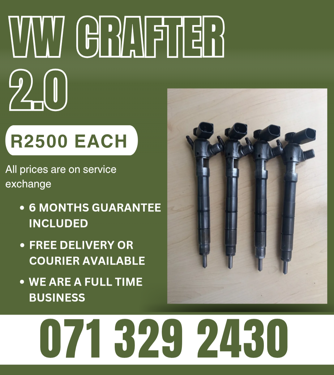 VW CRAFTER 2.0 DIESEL INJECTORS FOR SALE WITH WARRANTY - Private Seller VW CRAFTER 2.0 DIESEL INJECTORS FOR SALE WITH WARRANTY - Private Seller
