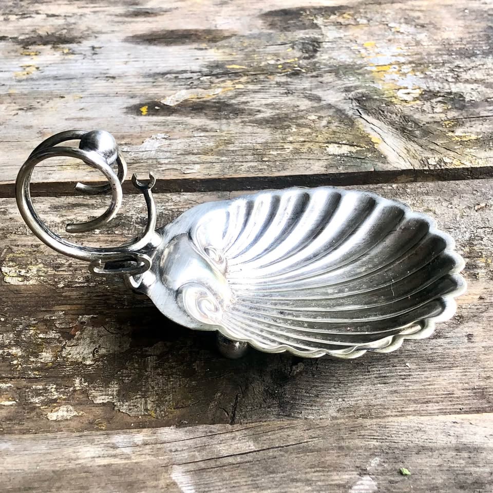 Very unusual vintage butter dish with space for a butter knife - knife not included