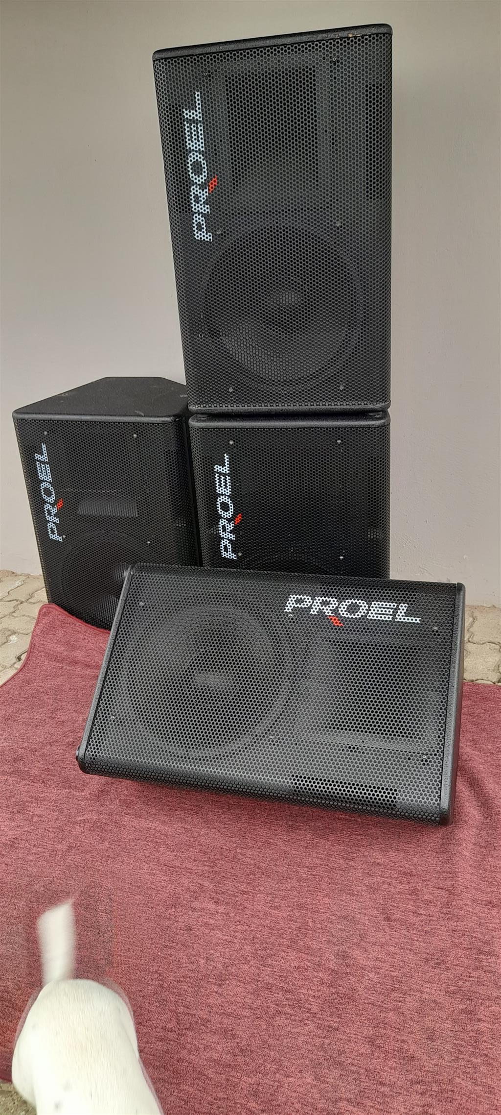 4 passive 15" Proel speakers, excellent condition,high quality, original drivers
