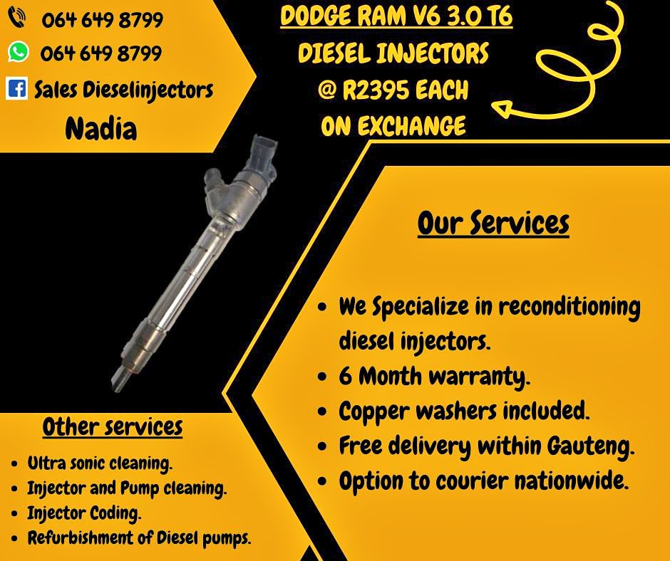DODGE RAM V6 3.0 DIESEL INJECTORS - Private Seller DODGE RAM V6 3.0 DIESEL INJECTORS - Private Seller