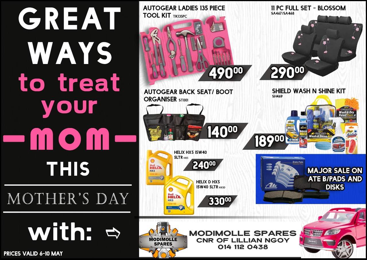 Great ways to Treat your Mom this Mother's Day at Modimolle Spares!