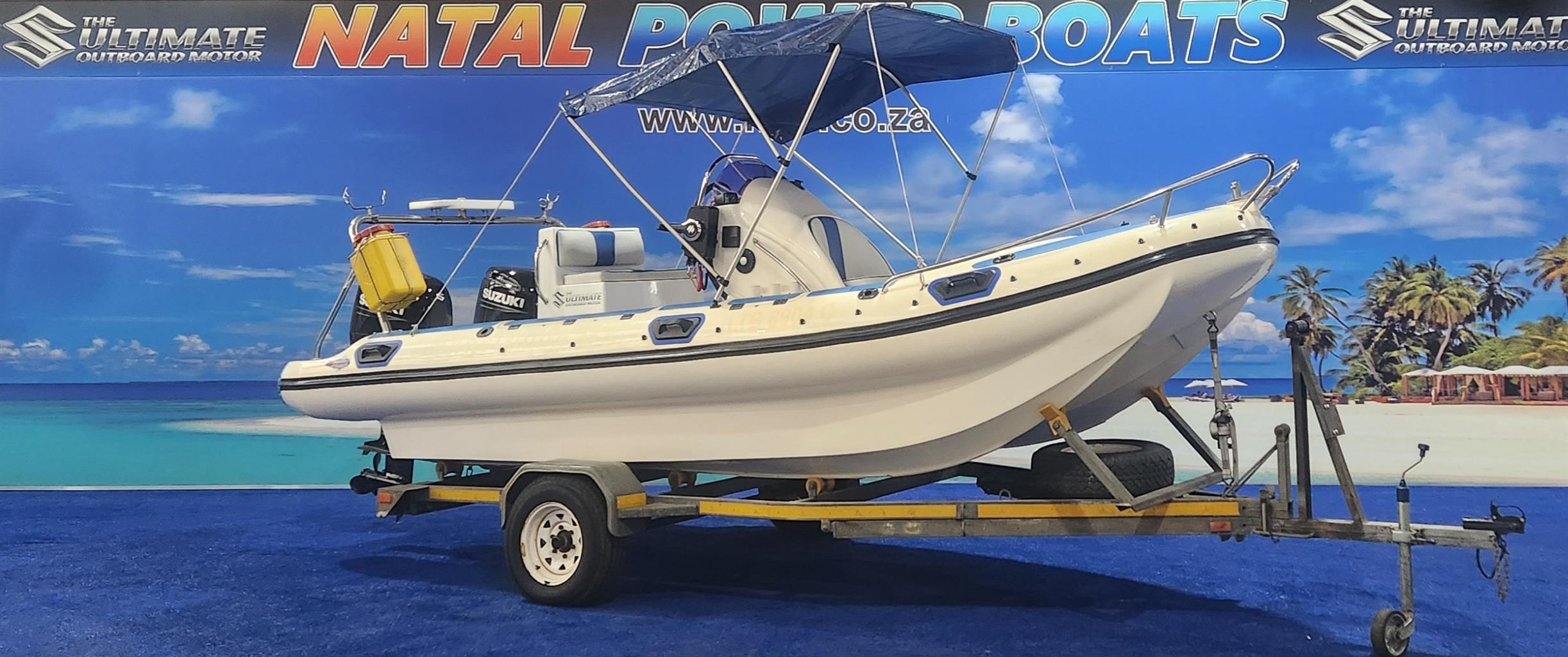 UNIQUE 575 RTB ON TRAILER 2 X 50 HP SUZUKI 4 STROKES