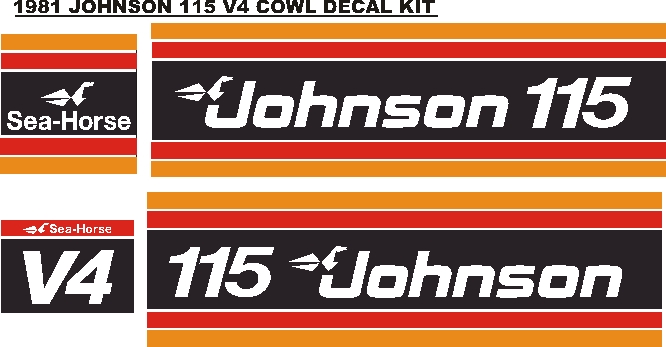 1981 Johnson 115 V4 outboard motor decals stickers vinyl cut graphics kits