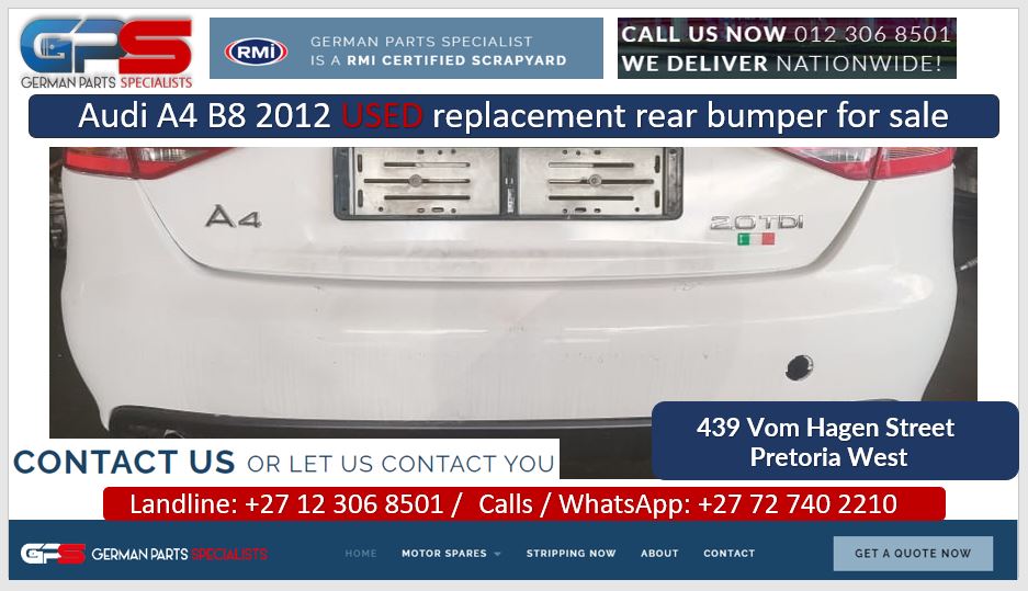 Audi A4 B8 2012 used replacement rear bumper for sale - Private Seller Audi A4 B8 2012 used replacement rear bumper for sale - Private Seller