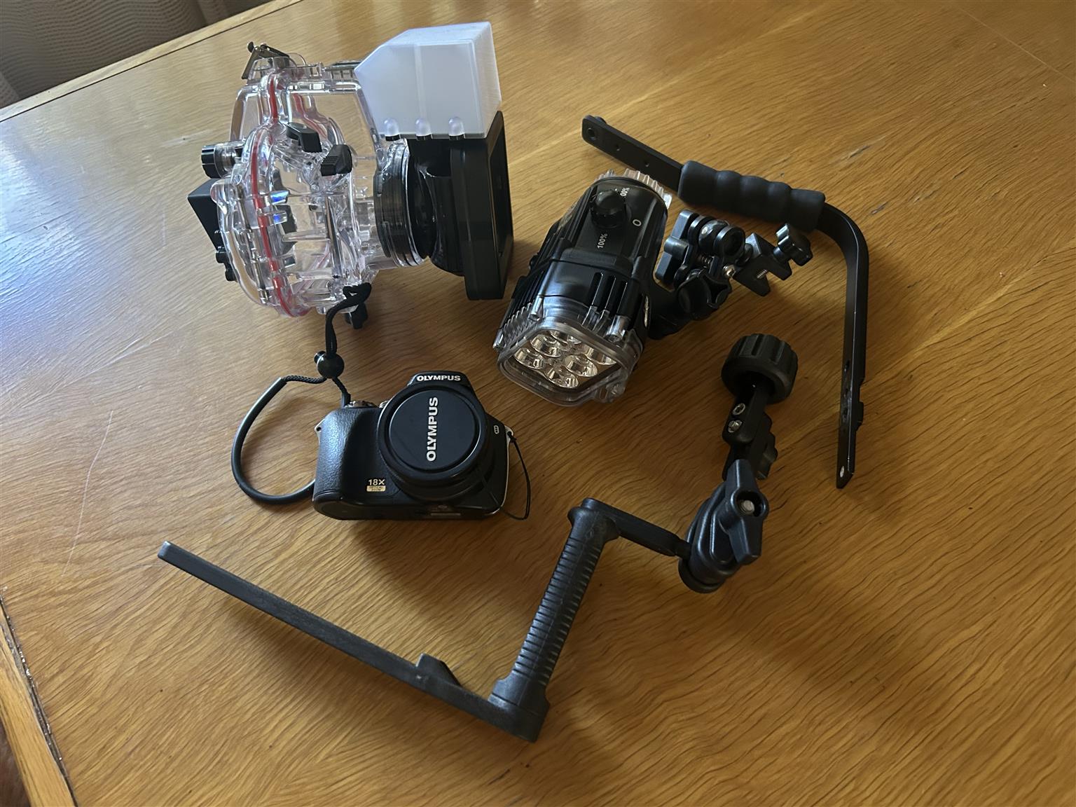 Camera under water with housing and led light