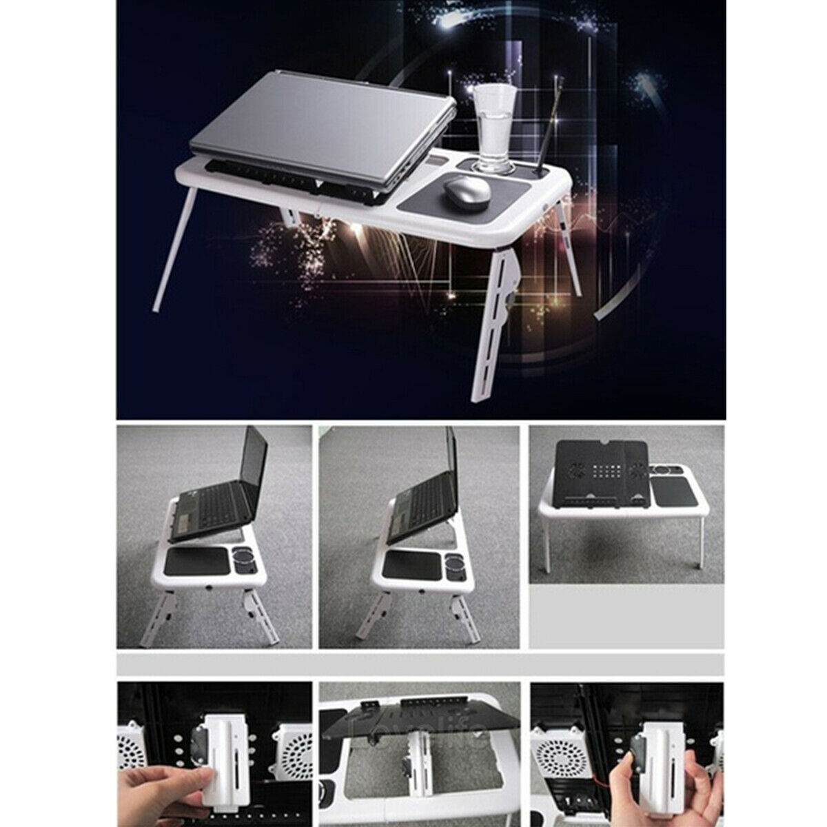 Laptop Stand E-Table. Foldable, Adjustable, Portable with Cooling Fans. Brand New Products.