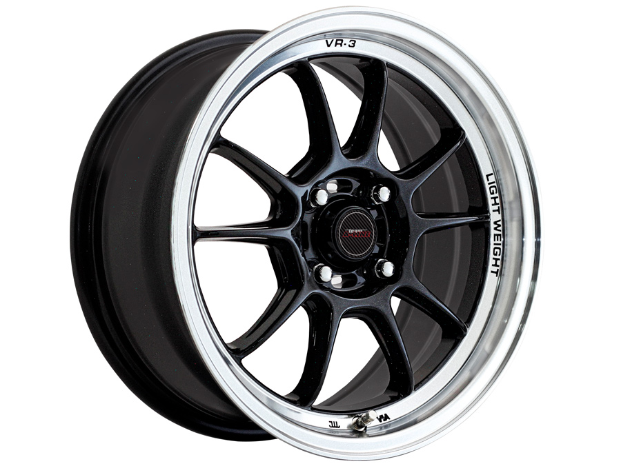 15″ A-Line VR-3 4/100 Diamond Black Alloy Wheels