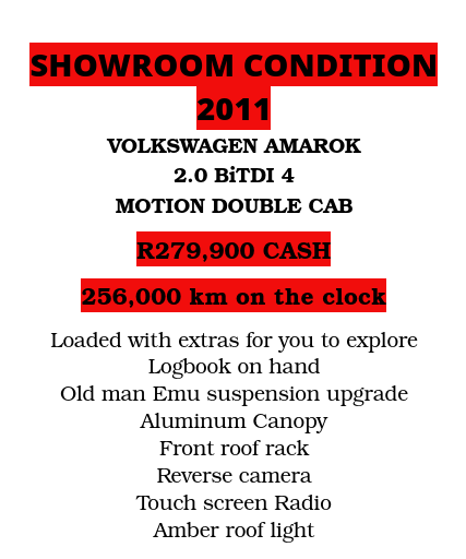Used 2011 Volkswagen Amarok 2.0BiTDI double cab Highline 4Motion - Private Seller