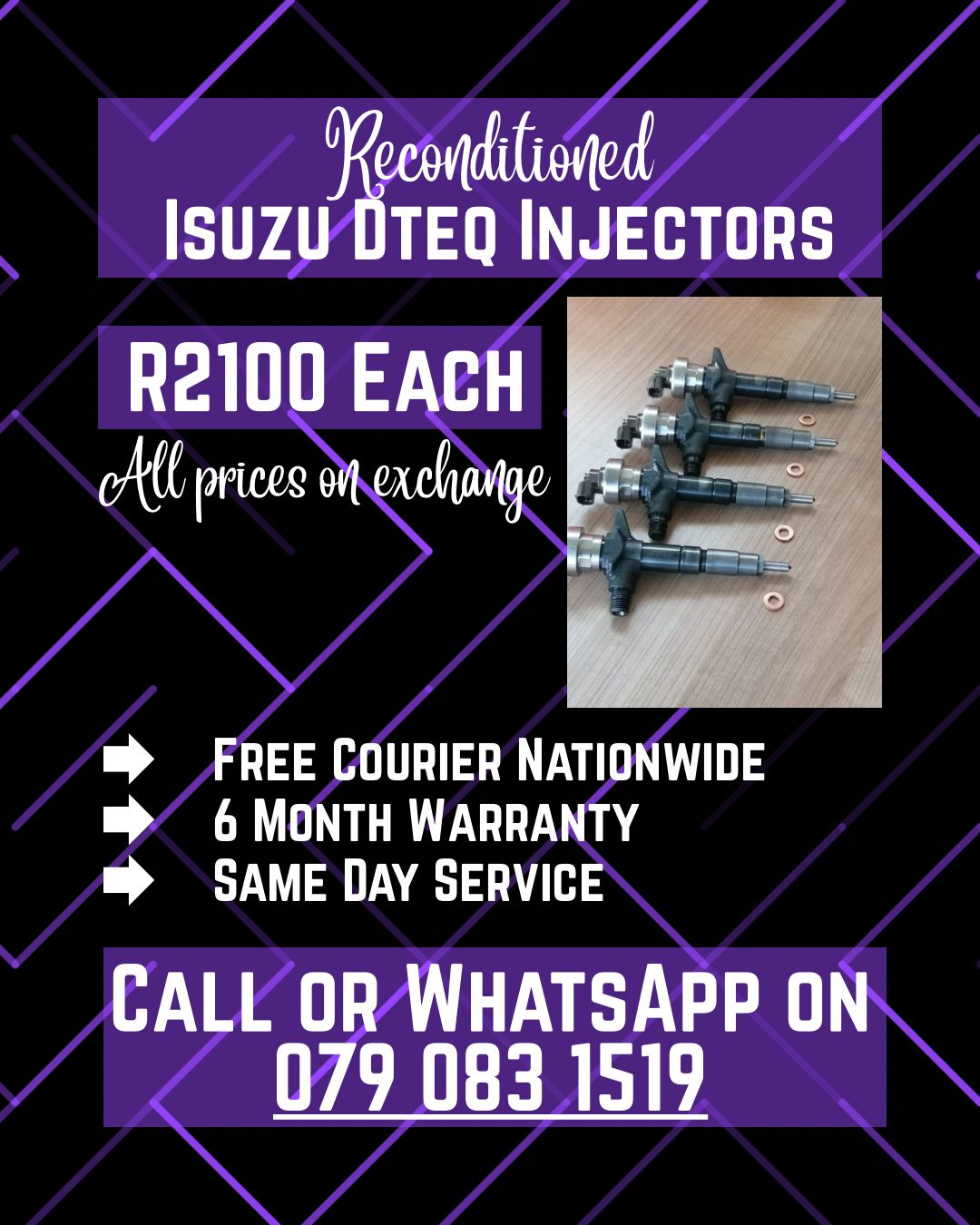 ISUZU DTEQ INJECTORS FOR SALE WITH WARRANTY INCLUDED - Private Seller ISUZU DTEQ INJECTORS FOR SALE WITH WARRANTY INCLUDED - Private Seller