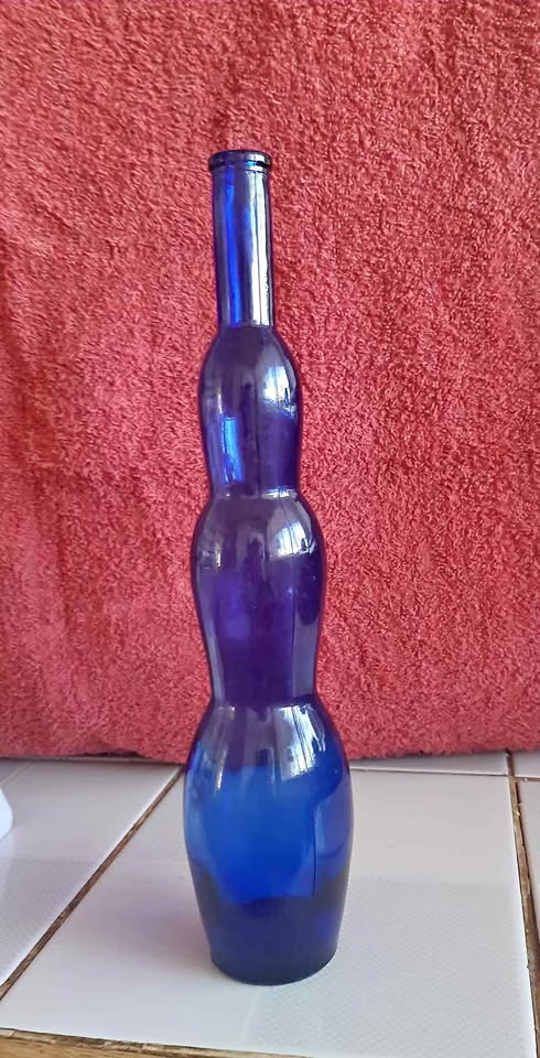 Unique vintage Cobalt blue decor bottle