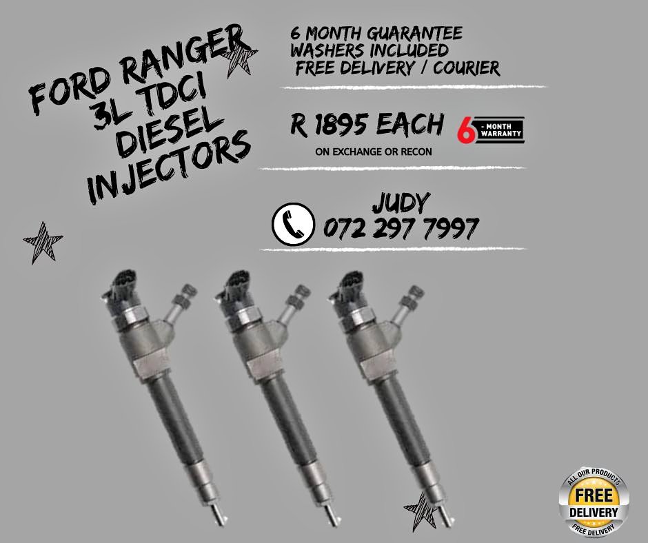 Ford Ranger 3L TDCI Diesel Injectors for sale on service exchange or to recon