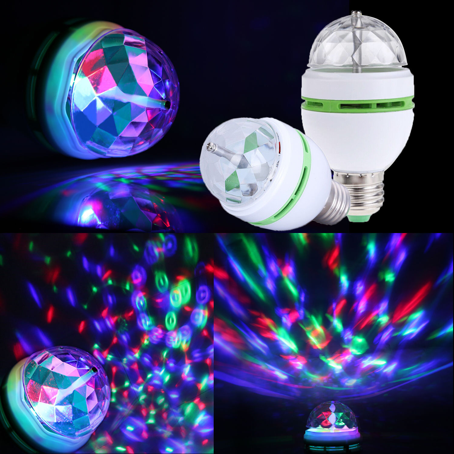 Auto Rotating DJ Party Disco Stage MultiColour RGB LED E27 Socket Crystal Lamp.