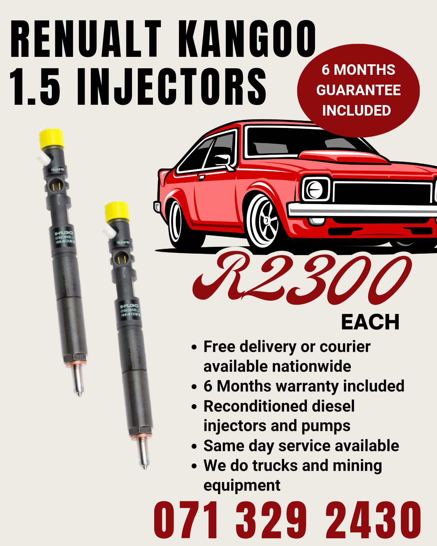 RENUALT KANGOO 1.5 INJECTORS FOR SALE WITH WARRANTY - Private Seller RENUALT KANGOO 1.5 INJECTORS FOR SALE WITH WARRANTY - Private Seller