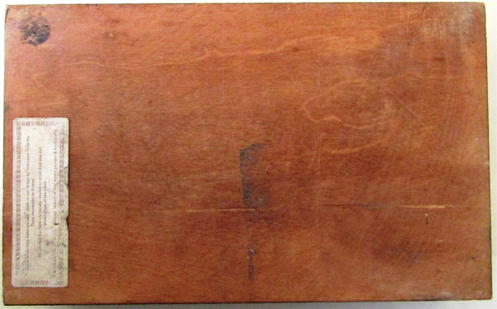 J & J Cash Hand Carved Hinged Wooden Box with Woven Image of Forest Animals made