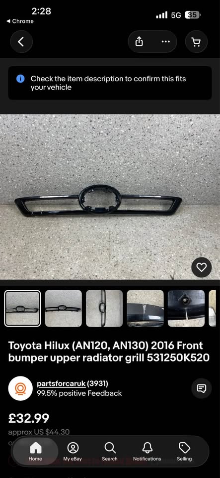 Toyota Hilux bumper top grille - Private Seller Toyota Hilux bumper top grille - Private Seller