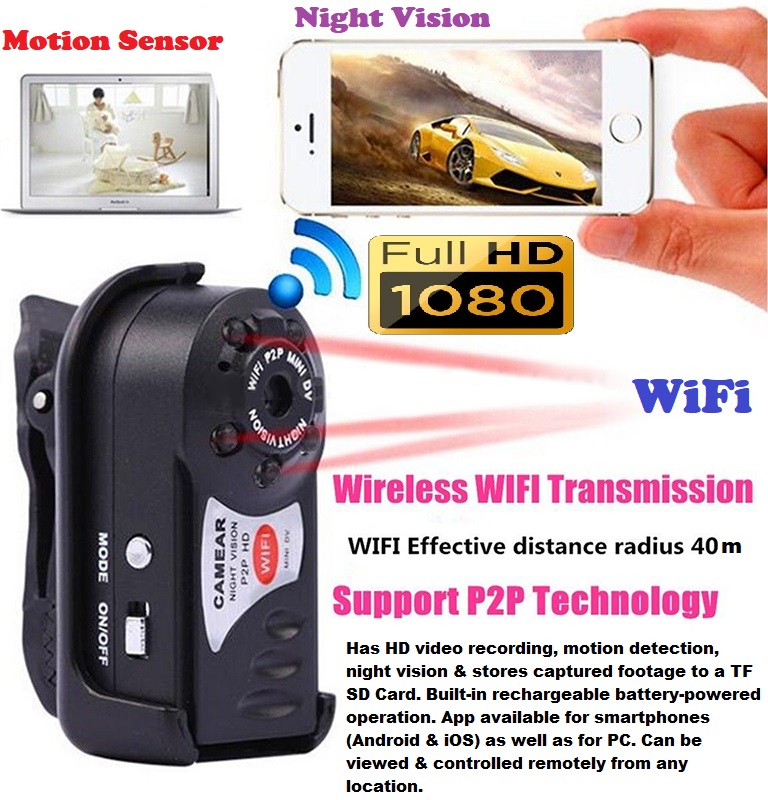 WiFi Mini Hidden Spy Camera, Portable NVR WiFi Q7 P2P Miniature Spy DVR Camera.