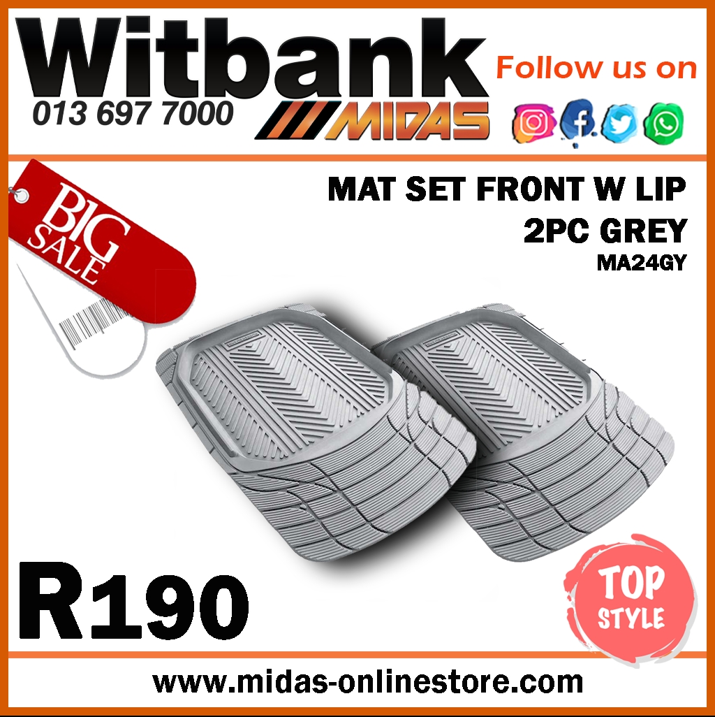 Mat Set Front W Lip 2PC Grey at Midas Witbank!