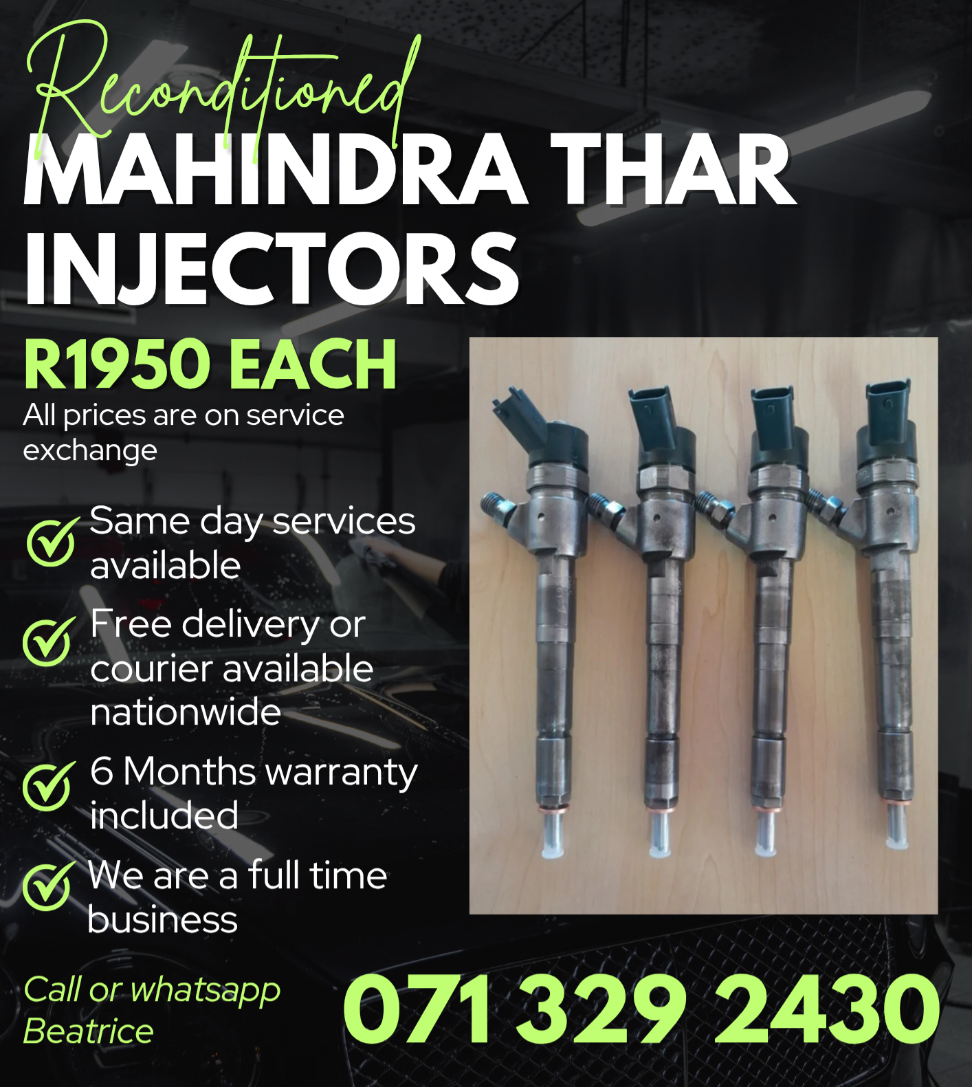 MAHINDRA THAR INJECTORS FOR SALE WITH WARRANTY INCLUDED - Private Seller MAHINDRA THAR INJECTORS FOR SALE WITH WARRANTY INCLUDED - Private Seller