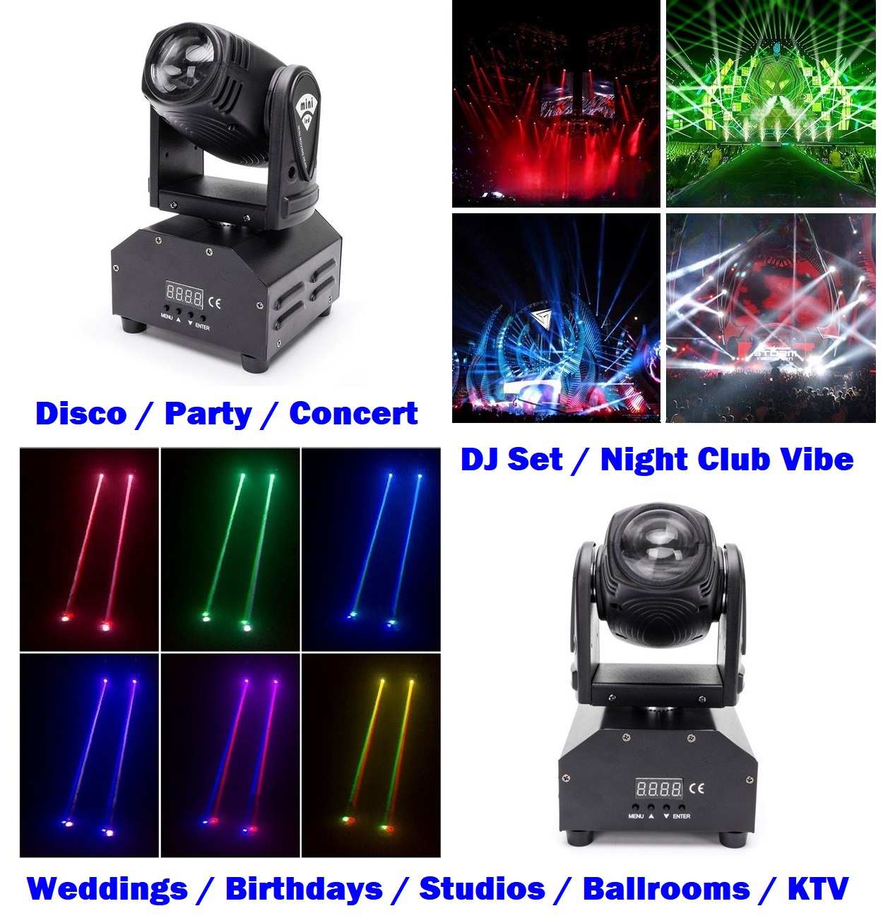 Professional Disco Moving Head Light DMX512 Stage, DJ Party, Night Club, Concert