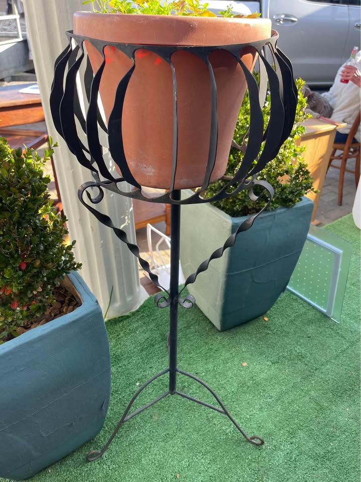Vintage wroungh steel flower stand