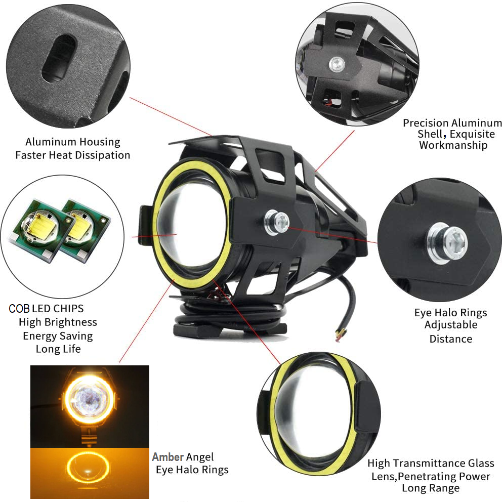 LED Angel Eye Spotlights, Devil Eye Universal Auxiliary Halo Ring Spotlights NEW
