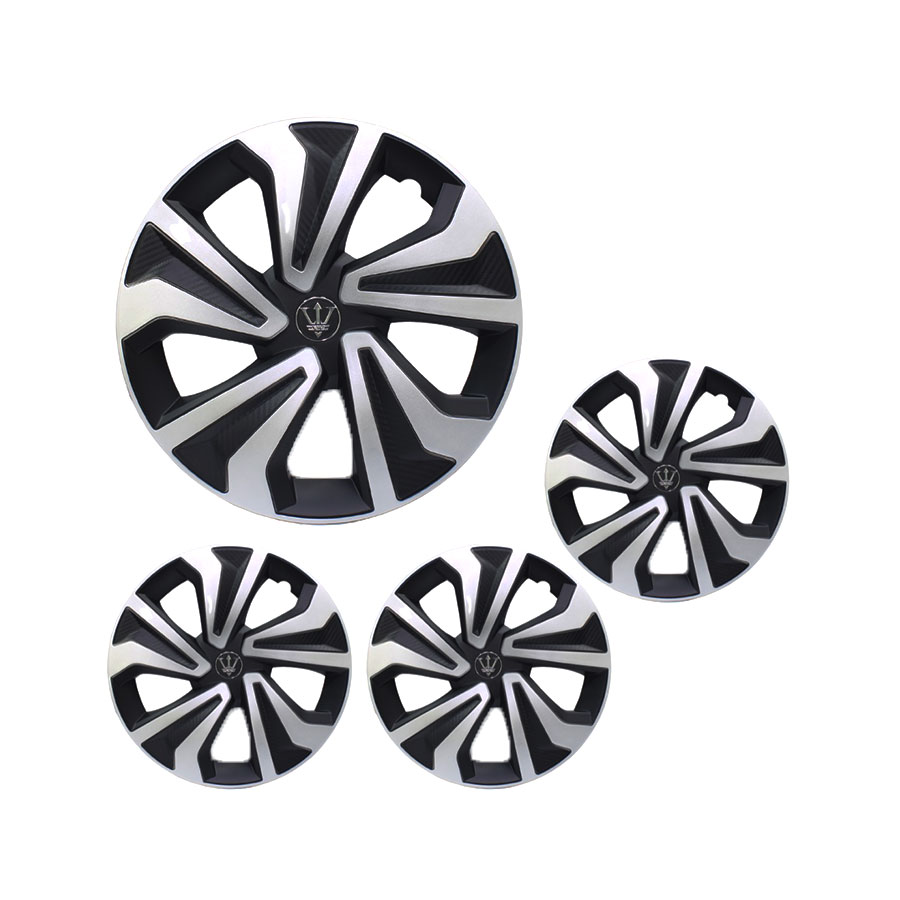 15″ Wheel Caps with Black & Silver Twist Design (set of 4)