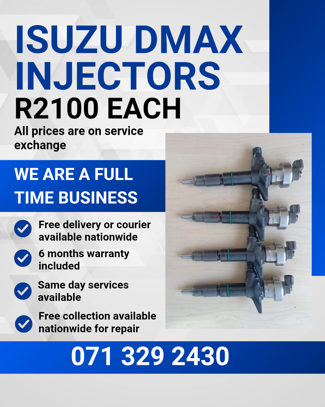 ISUZU DMAX INJECTORS FOR SALE WITH WARRANTY - Private Seller ISUZU DMAX INJECTORS FOR SALE WITH WARRANTY - Private Seller