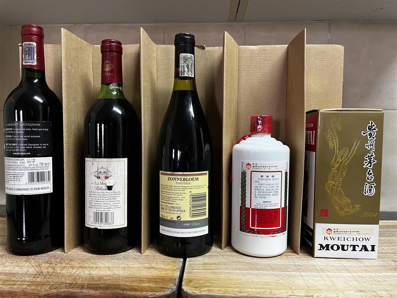 3 Vintage Wines and a Bottle of 2004 Moutai