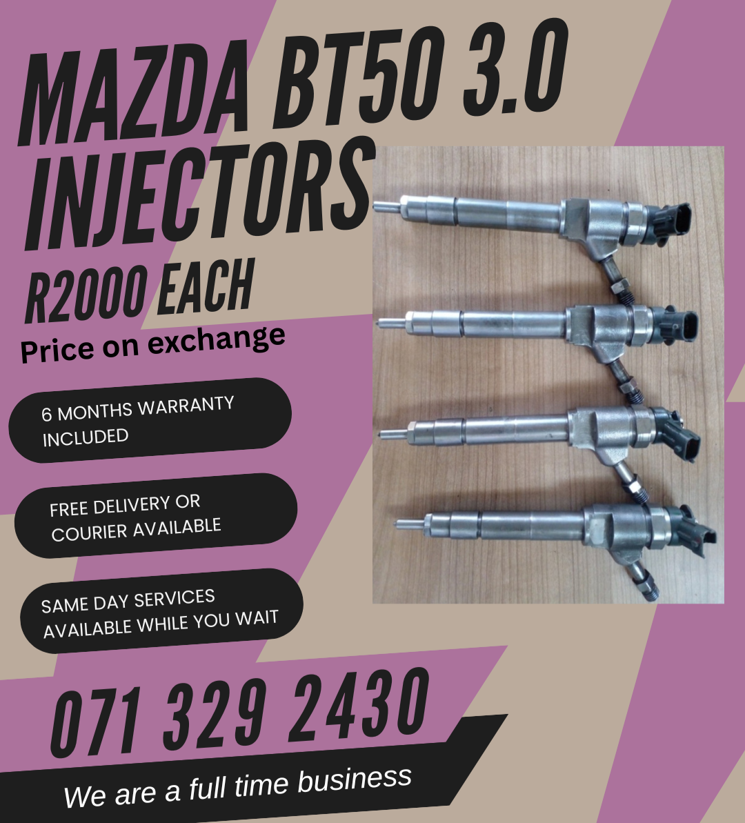MAZDA BT50 3.0 DIESEL INJECTORS FOR SALE WITH WARRANTY - Private Seller