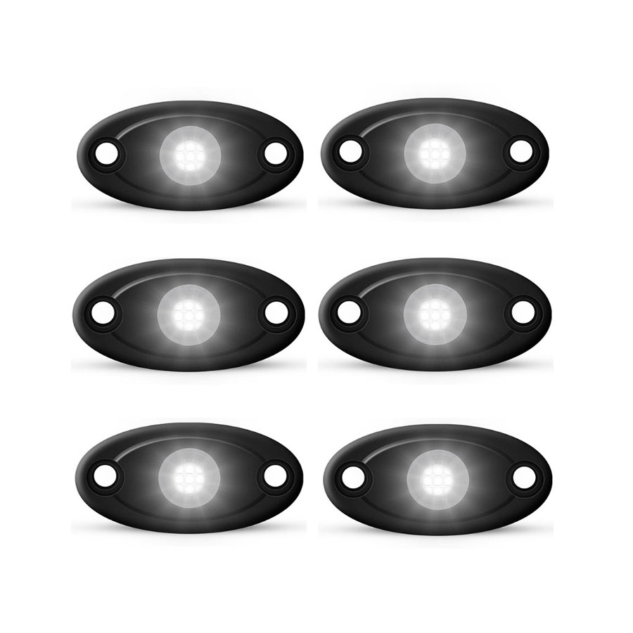 Universal Aluminium 9-LED Rocklights (White) – 6 pack