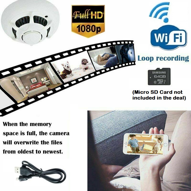 New Wireless Spy Smoke Detector HD Camera with P2P WiFi and Motion Detection NEW