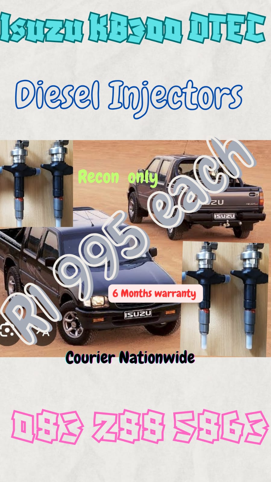 Isuzu KB300 DTEC Diesel injectors - Private Seller Isuzu KB300 DTEC Diesel injectors - Private Seller