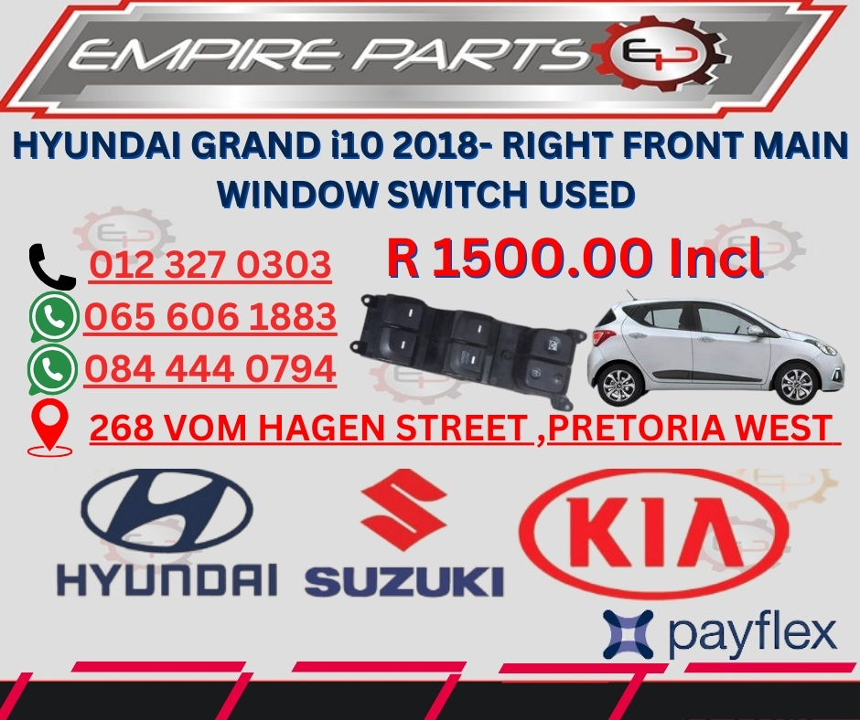 HYUNDAI GRAND i10 2018- RIGHT FRONT MAIN WINDOW SWITCH USED - Private Seller HYUNDAI GRAND i10 2018- RIGHT FRONT MAIN WINDOW SWITCH USED - Private Seller