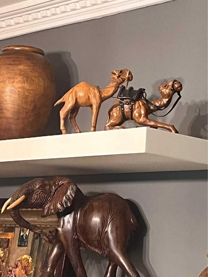 Two small leather camels