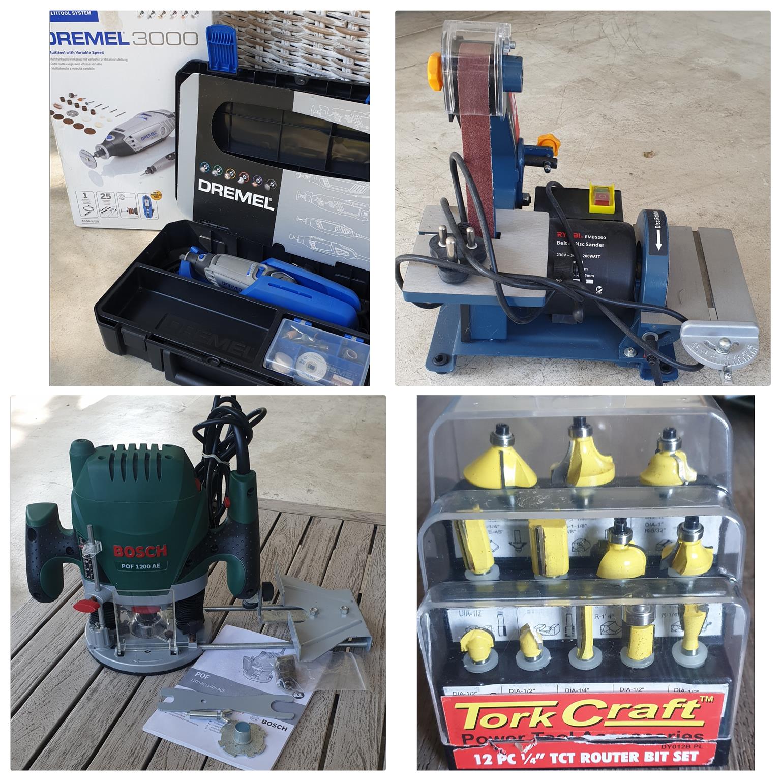 New Plunge Router, 12Pc Router Bits, Dremel 3000, Belt/Disc Sander