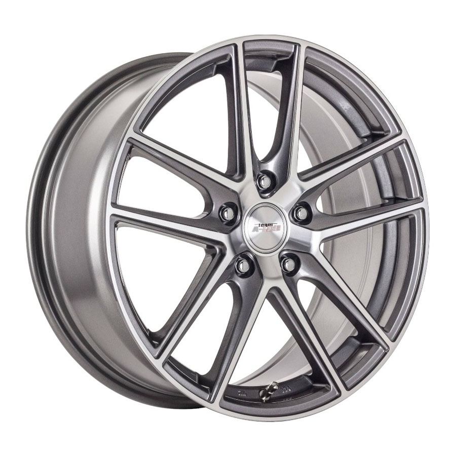 14″ A-Line Victory 5/100 Gunmetal Machine Face Alloy Wheels