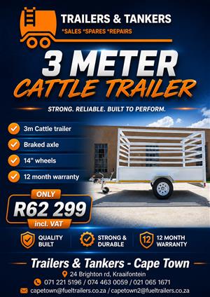 3m Cattle Trailer (braked axle)