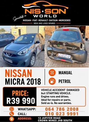 Nissan Micra 2018 accident damage