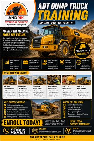 ADT Dump Truck Training in Pretoria at Andrik Training 