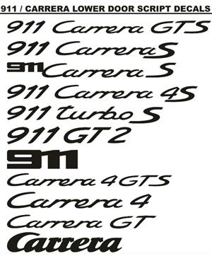 Porsche door script decals stickers vinyl graphics