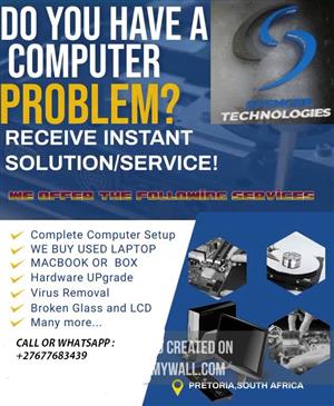 We offer the following  *Complete computer setup  *We buy used laptops  *We buy 