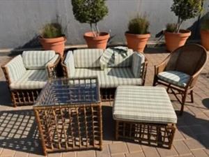 Cane, rattan, patio set, living room couch, chairs, outdoor, stoep