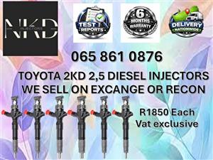 TOYOTA 2KD 2,5 DIESEL INJECTORS WE SELL ON EXCHANGE OR RECON ORANGE FARM
