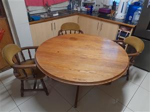 Solid Oak table and chairs
