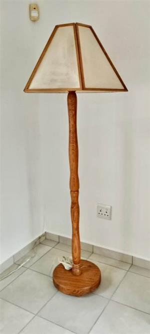 Oak standard lamp