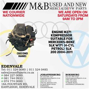 Engine M271 Kompressor (Second Hand) Suitable for Mercedes-Benz SLK W171 (4-CYL Petrol) SLK200